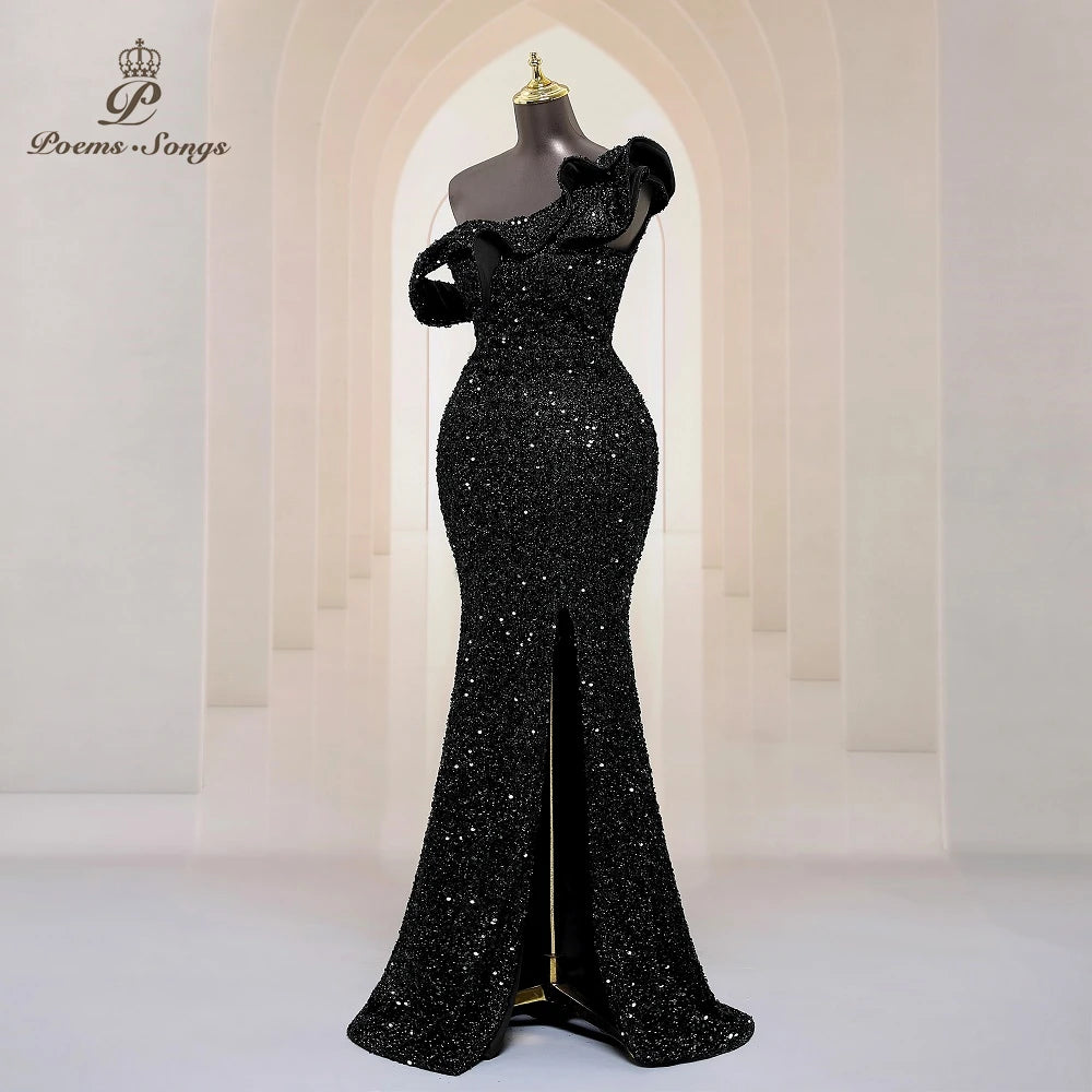 Georgia One Shoulder Evening Mermaid Sequins Party Maxi Dresses
