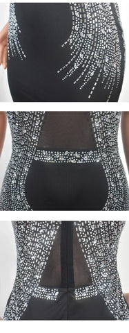 Maryland Stamping Diamond Elegant O-neck Sleeveless Tight Fitting Shiny Dress