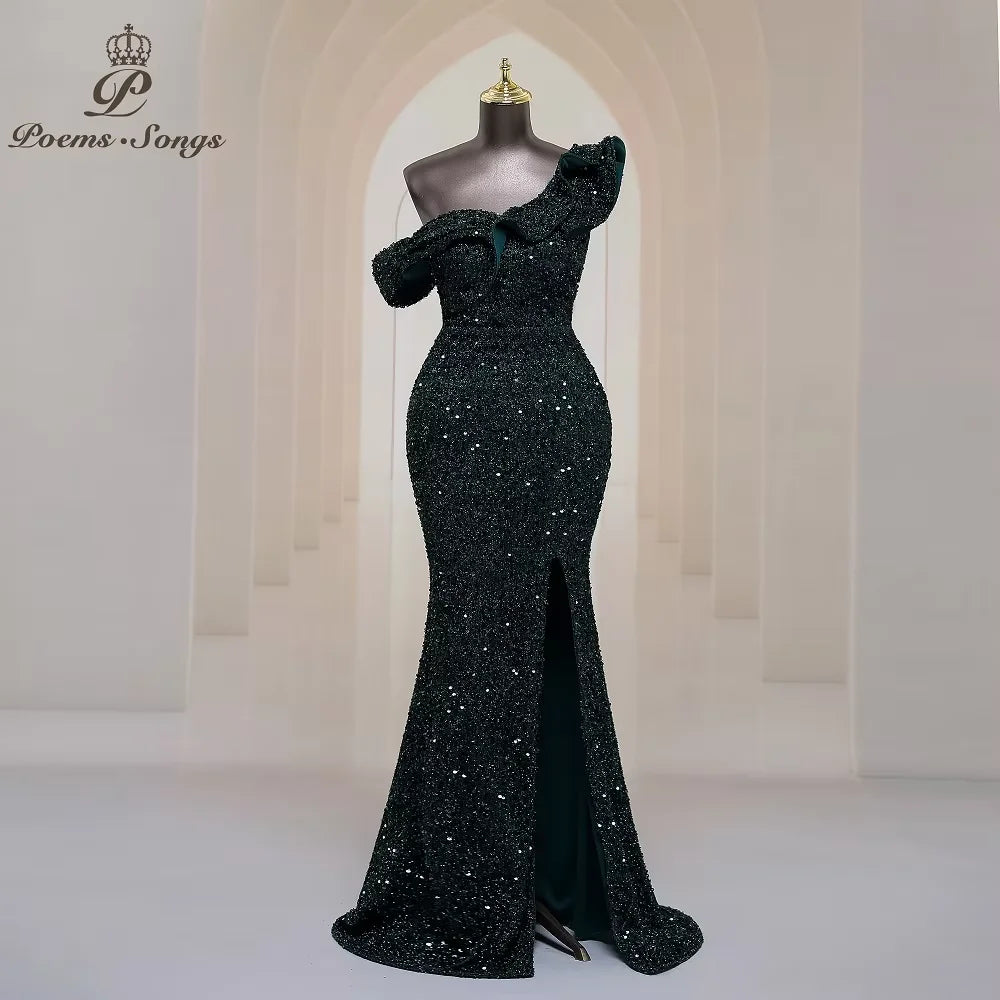 Georgia One Shoulder Evening Mermaid Sequins Party Maxi Dresses