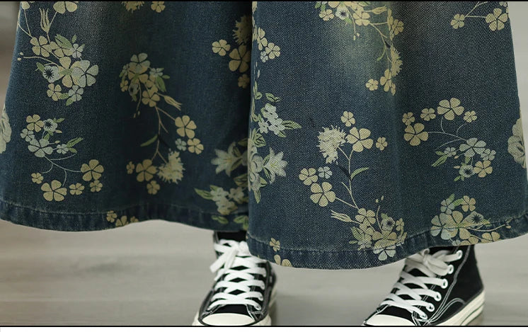 Printed Jeans For Women 2025 Autumn Vintage Extended Elastic Waist