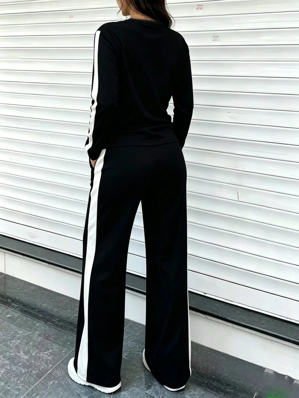 Wanda Round Neck Long-Sleeve Two Piece Sets