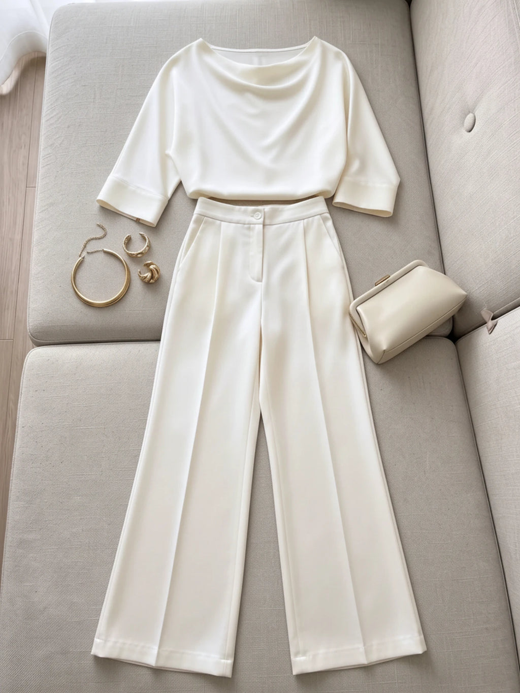 Dinora High Waist Wide Leg Pants Two Piece Sets