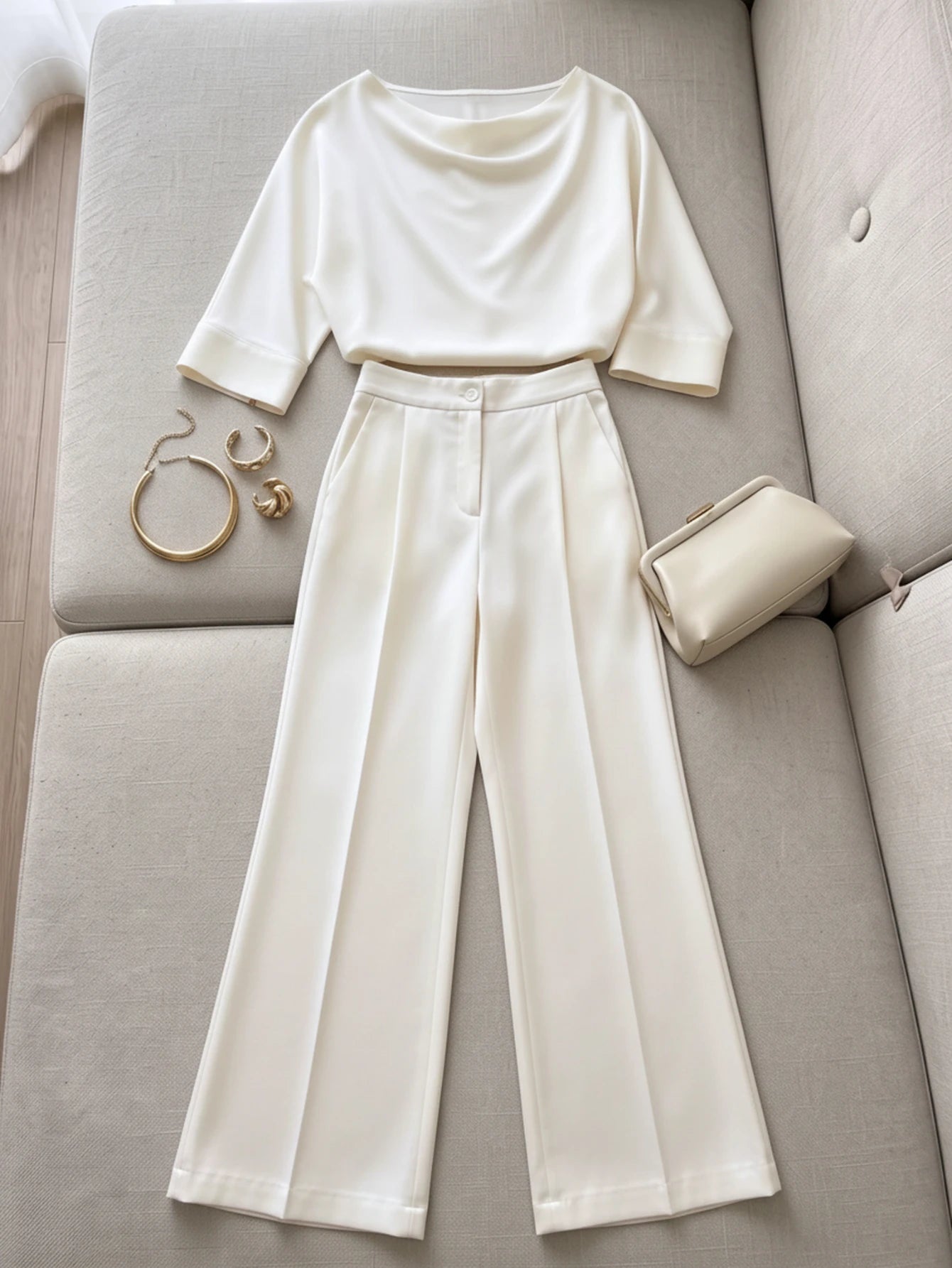 Dinora High Waist Wide Leg Pants Two Piece Sets