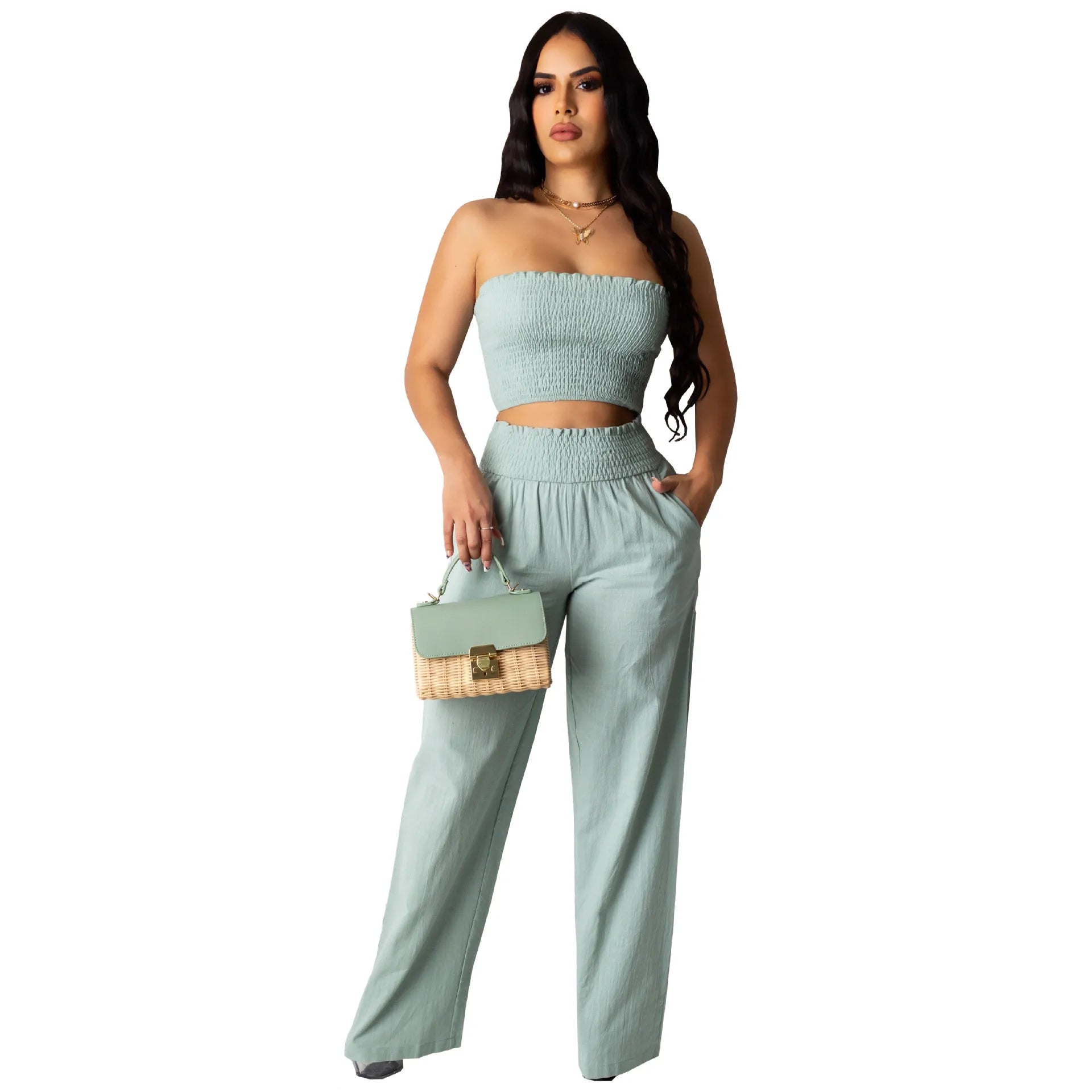 Thalia Suit Long Drawstring Gown Two-Piece Sets