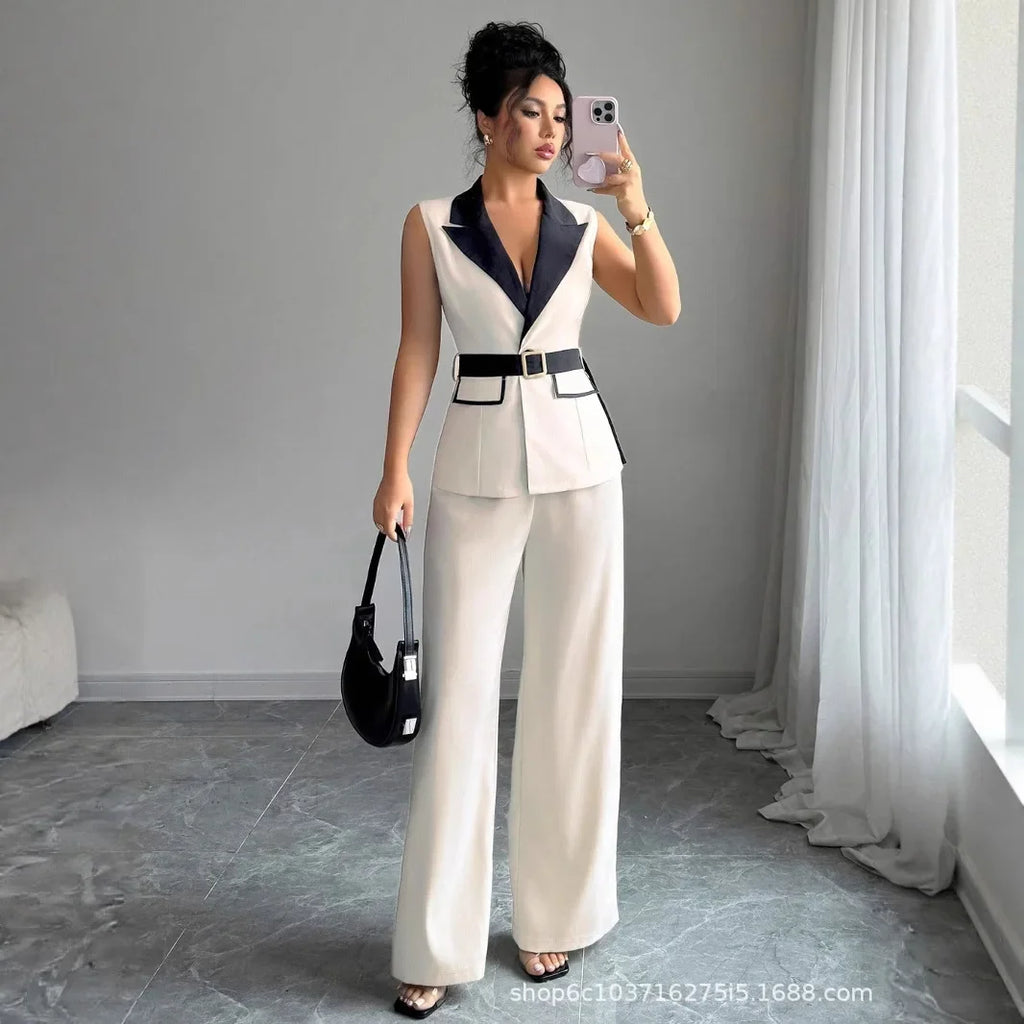 Ana Vest Suit Outfits Office Lady  2 Piece Sets
