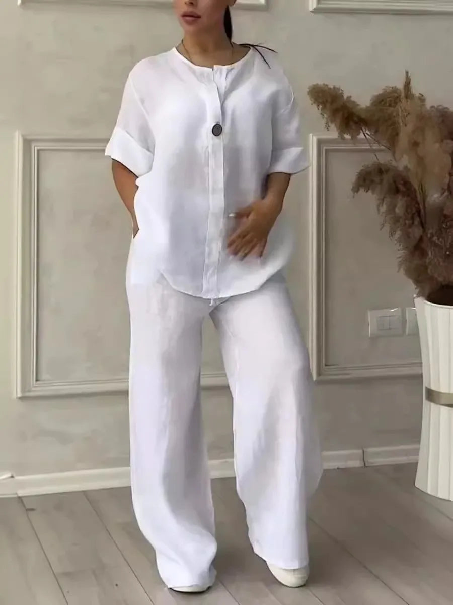 Shekina Comfortable Loose Cotton Linen Two Pieces Sets