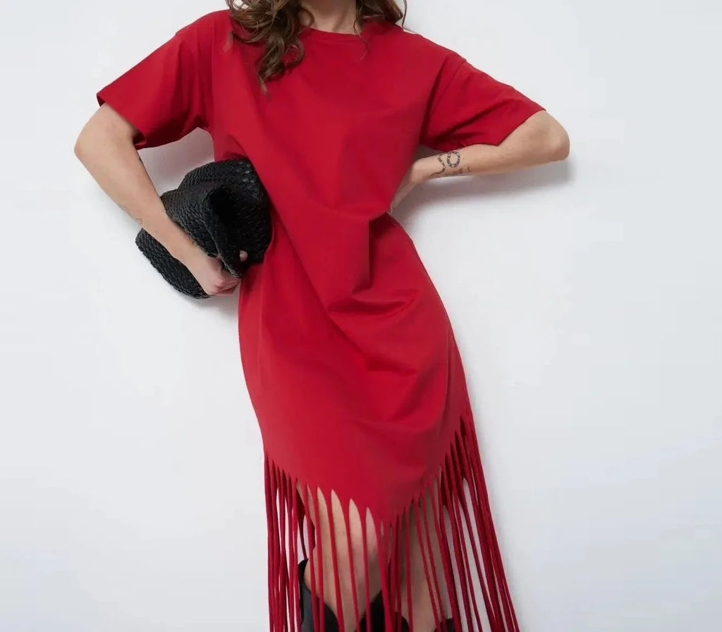 Howell Floral Plus Size Loose Long Solid Color Midi Dress