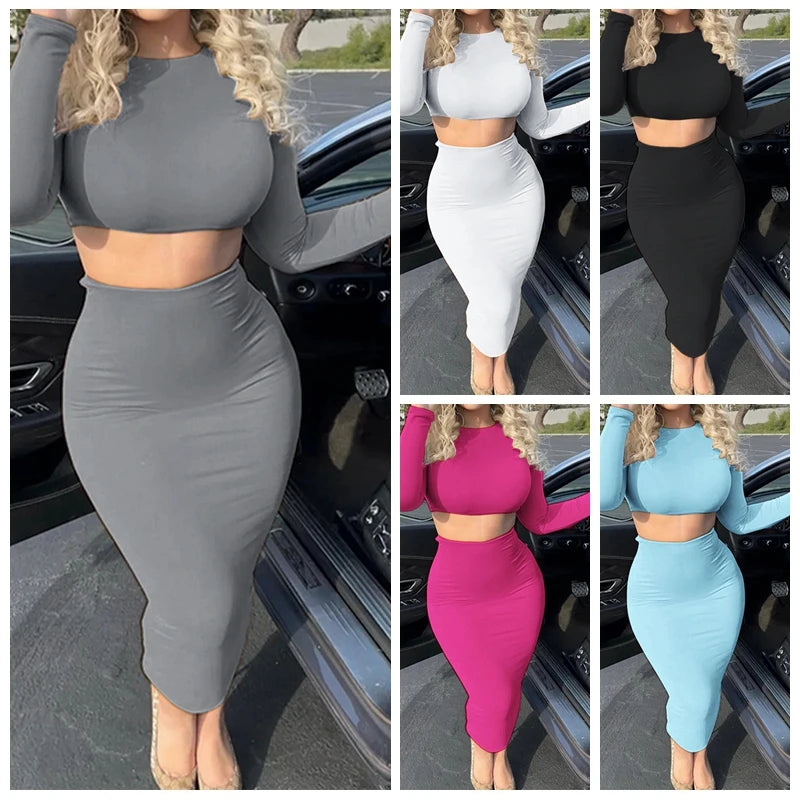 Winifer Long Sleeve Slim Office Lady Two Piece Sets