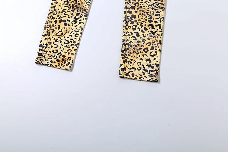 New York Puss Hipster Leopard Halter Chest Wrapped Matching Stretch Slim Set