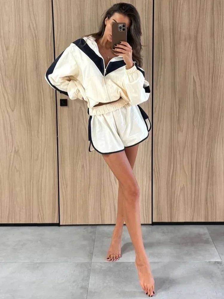 Rita Long Sleeve Zipper Ruched Loose Two Piece Sets