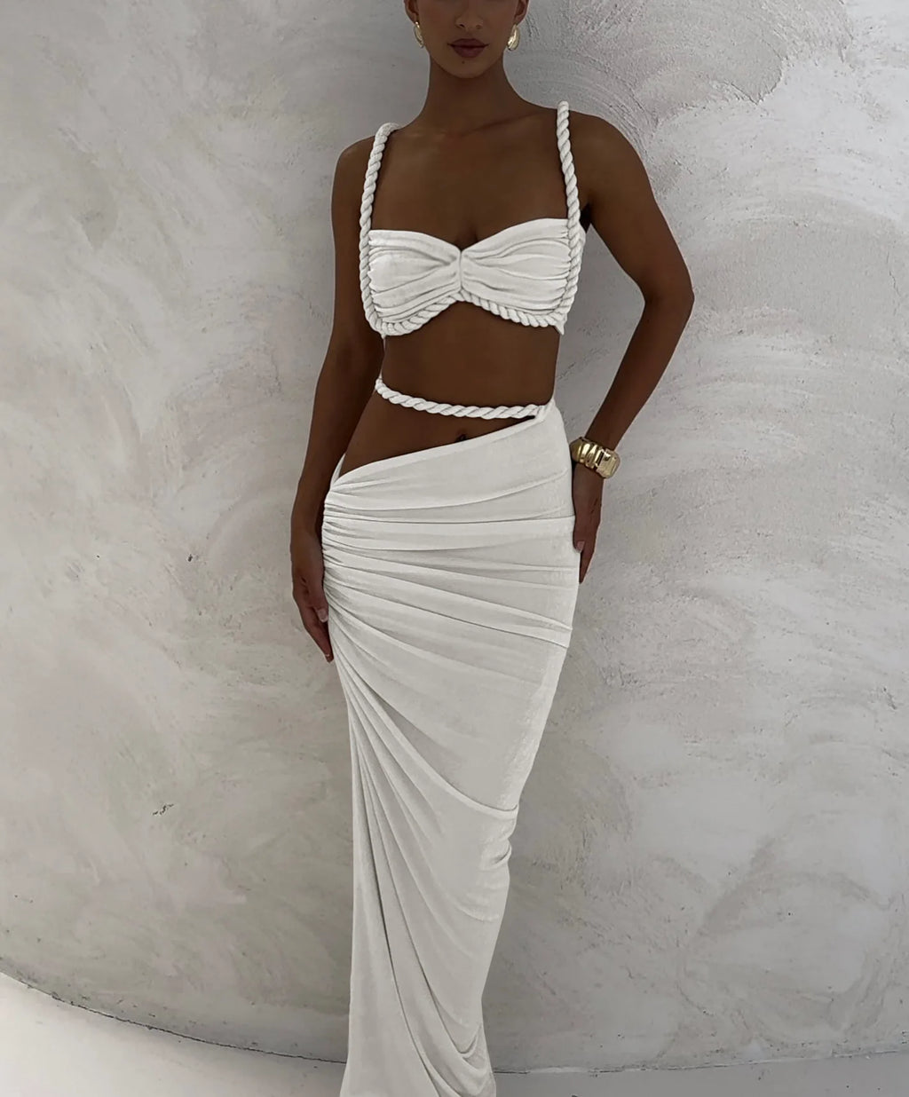 Zoe Weird Puss Bandage Ruched Two Piece Sets