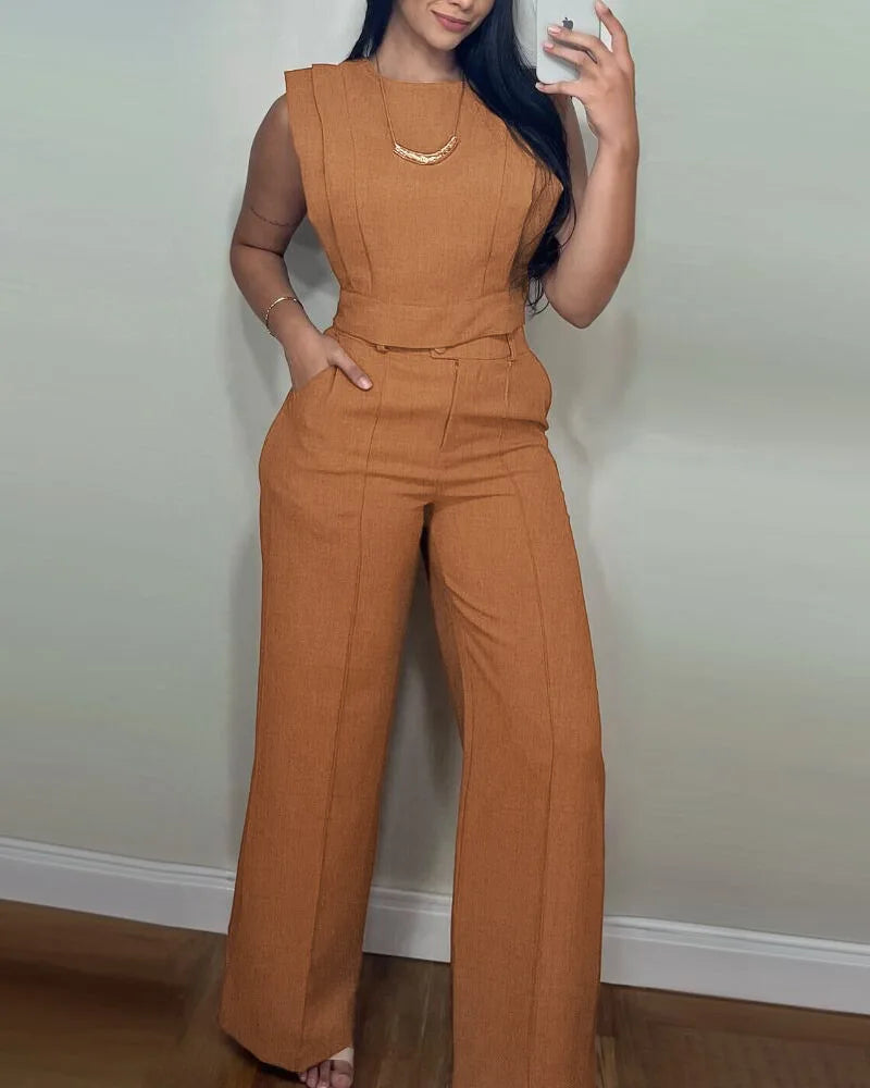 Wendy Fashion O-neck Sleeveless Two-piece Sets