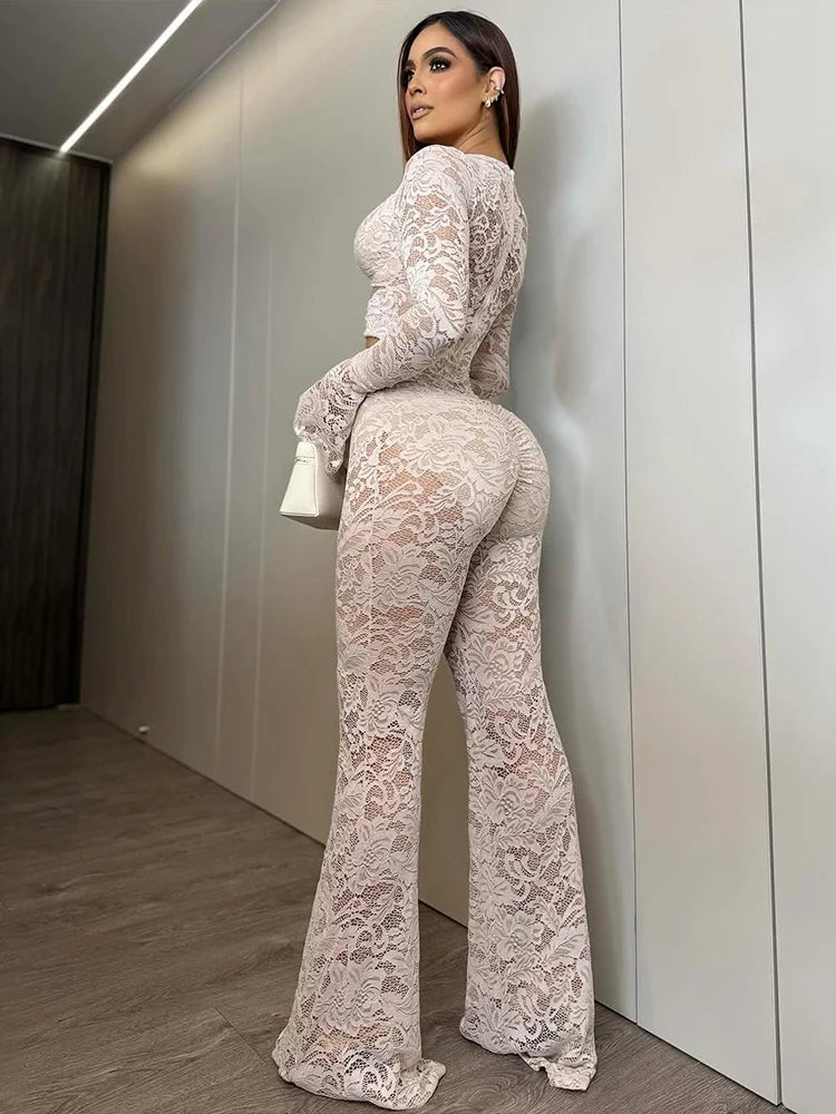 Bushwick See Through Metal Rings Patchwork Hollow Design Jumpsuit