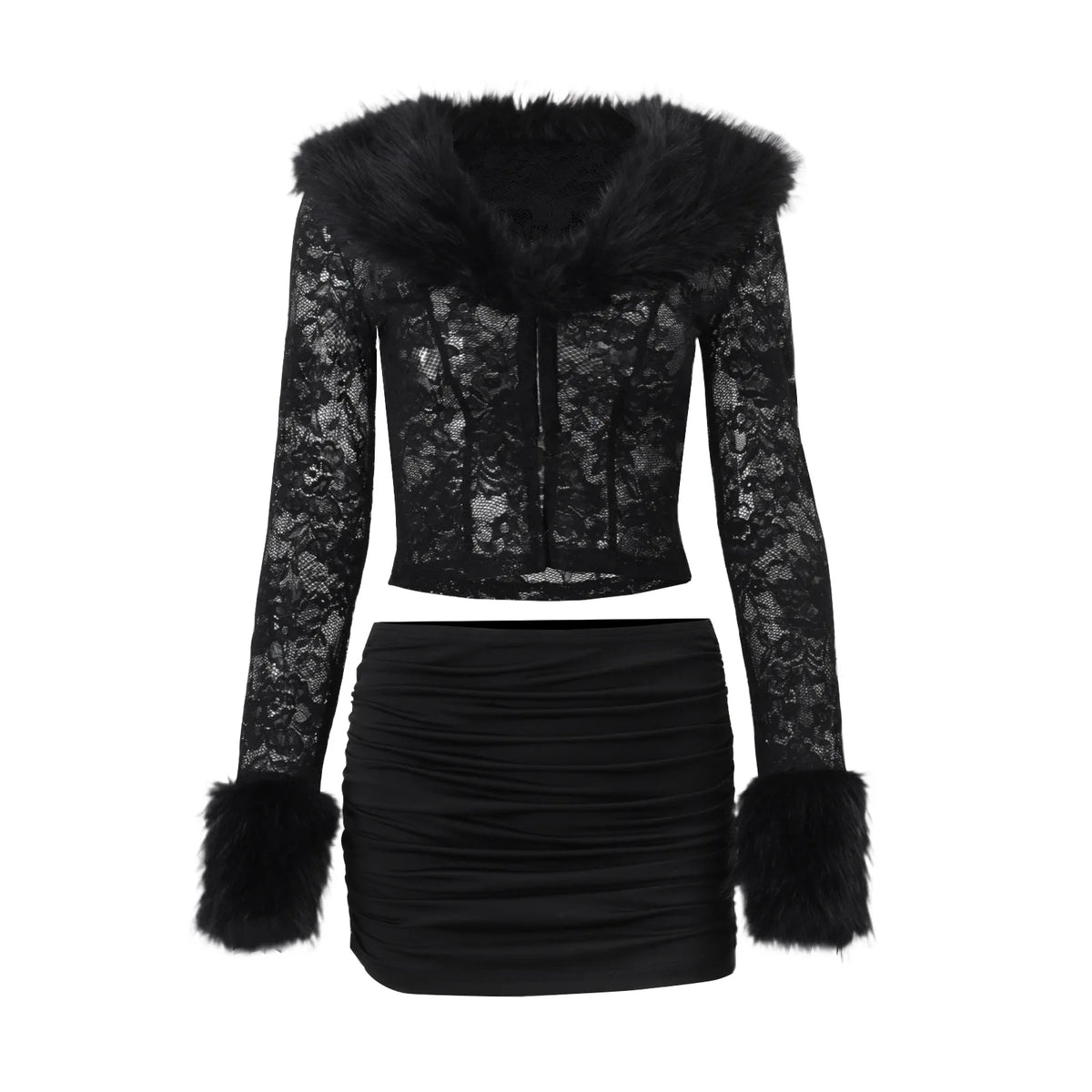 Chantal Fashion Lace Plush Long Sleeve Two Piece Sets