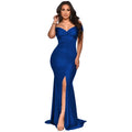 Toronto Banquet V Neck Sexy Satin Split Luxury Trailing Long Dresses