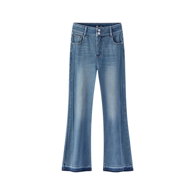 Las Vegas Slim Fit Flared Leg Solid Color Open Hem Denim