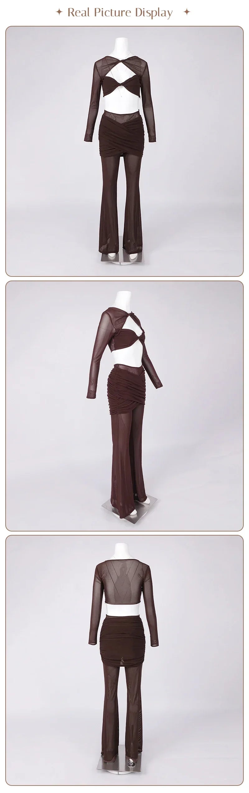Williamsburg Mesh Fashion Street Wear Hollow Out Design Crop Set