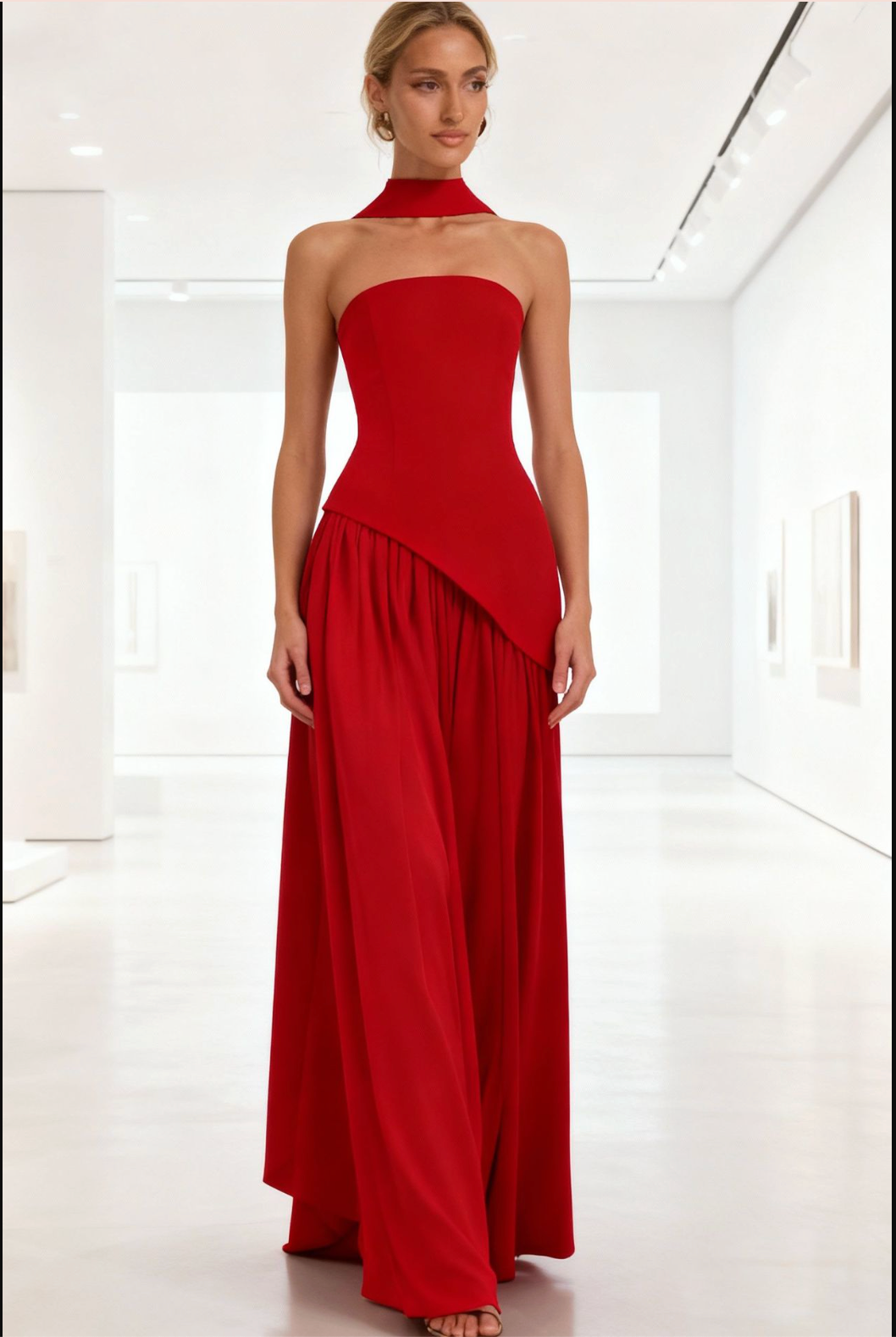 Bushwick Tube Solid Color Split Sexy Backless Halter Ribbon Dress
