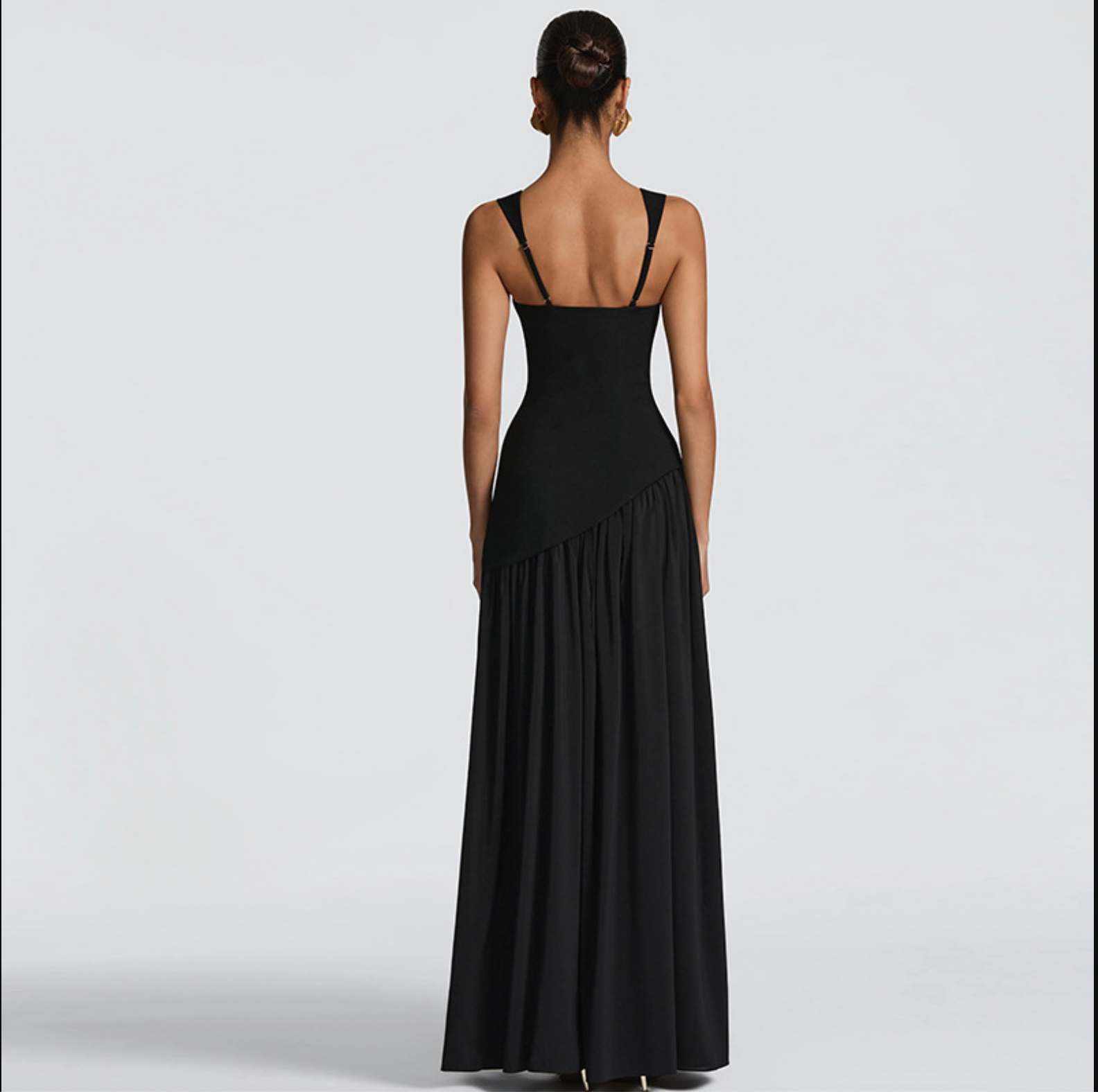San Cristobal Camisole Slim Solid Color Split Ribbon Dress