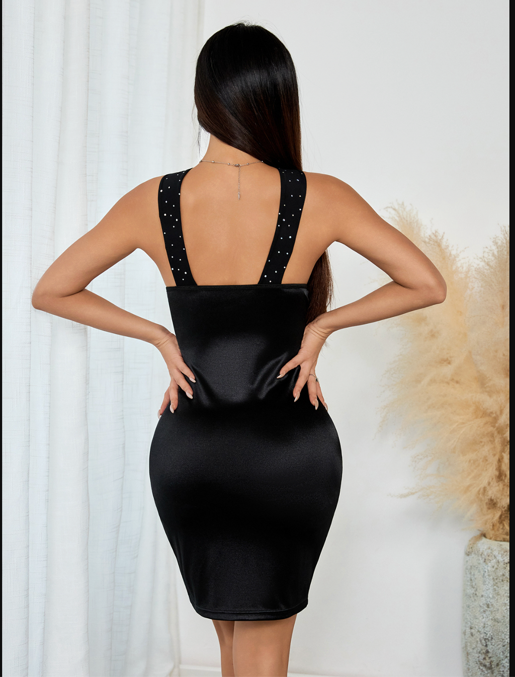 Arizona Sexy Sequined Sheath Tight Cross Halterneck Slim Fit Shaping Dress