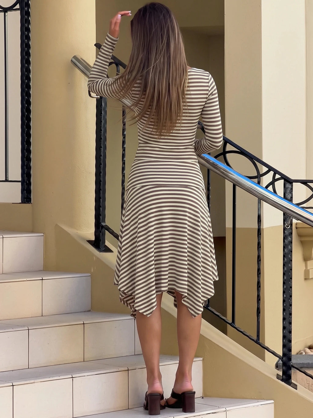 Veronica Hugcitar Fashion Striped Print Two Piece Sets