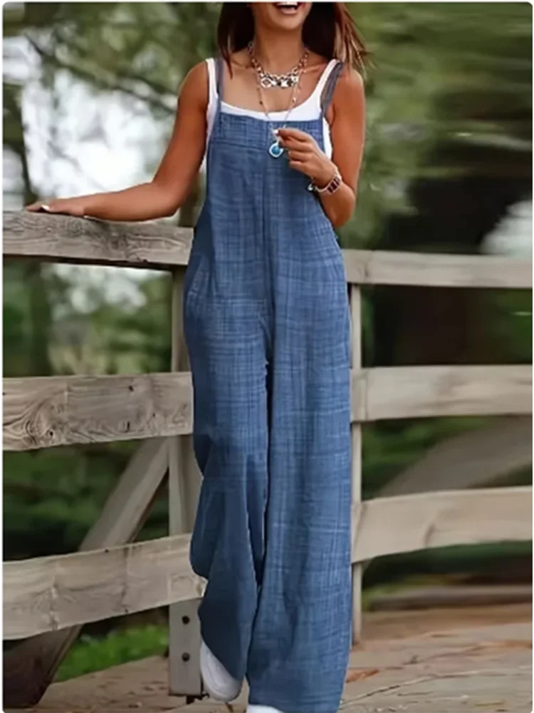 Wilson Township Loose Casual Solid Color Overalls Trend Jumpsuit