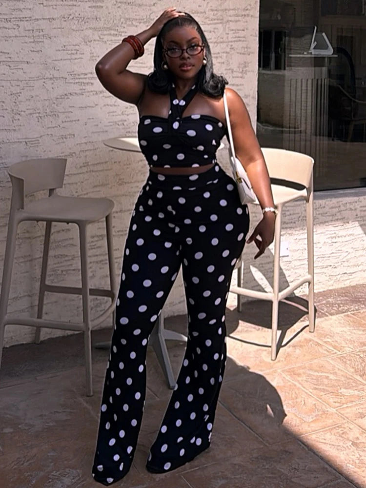 Fernanda Halter Off Shoulder Backless Two Piece Sets