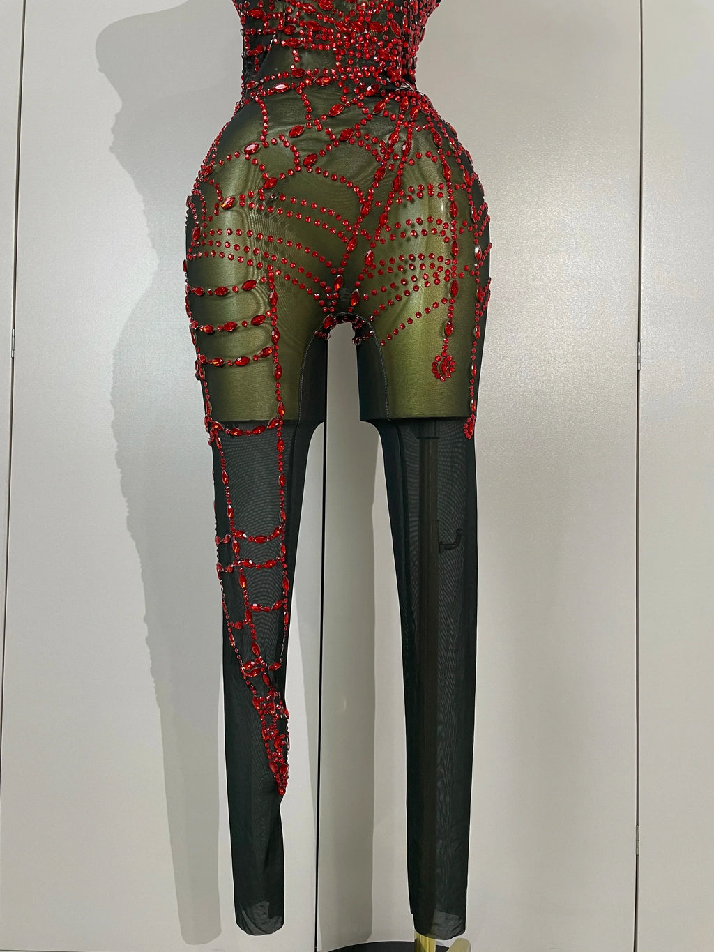 Hamburg Sparkly Diamonds Sexy Mesh Nightclub Clothing Drag Queen Jumpsuit