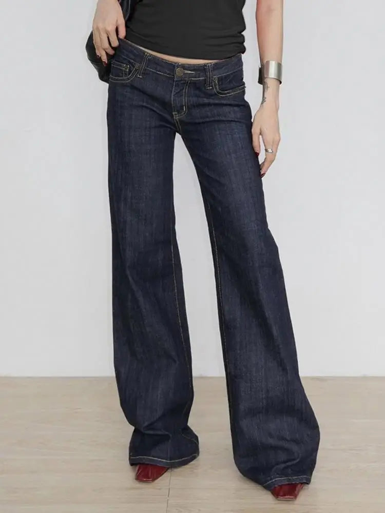 Women's Slim Fit Flared Jeans Y2K Vintage Low Rise Stretch Denim Pants