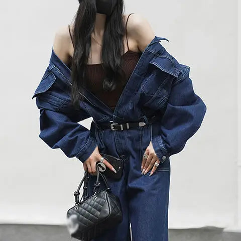 Jumpsuits Women Autumn Spring Fashion New Safari Style Loose Long Sleeve Jumpsuits Office Lady