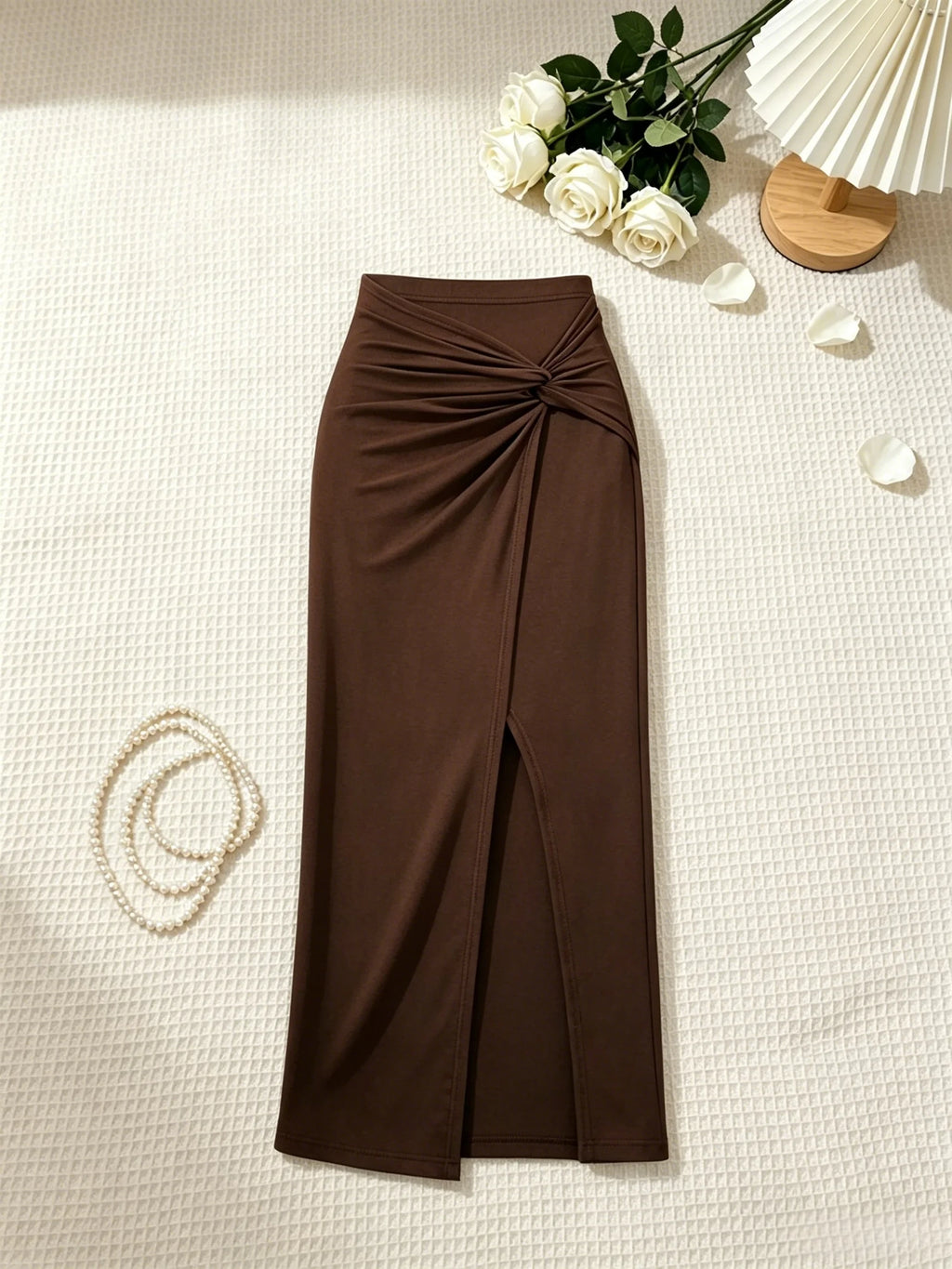 Mia Strapless Side Drawstring Ruffle Hem Two Piece Sets