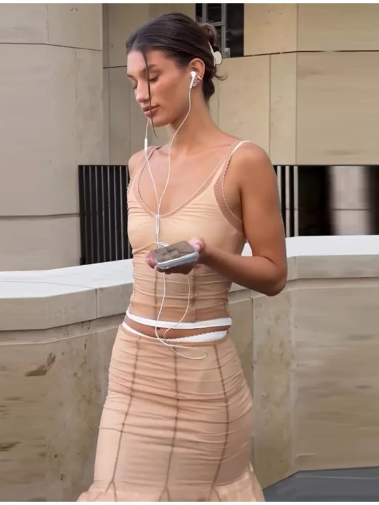 Helen V-neck Sleeveless Elegant Chic Two Piece Sets