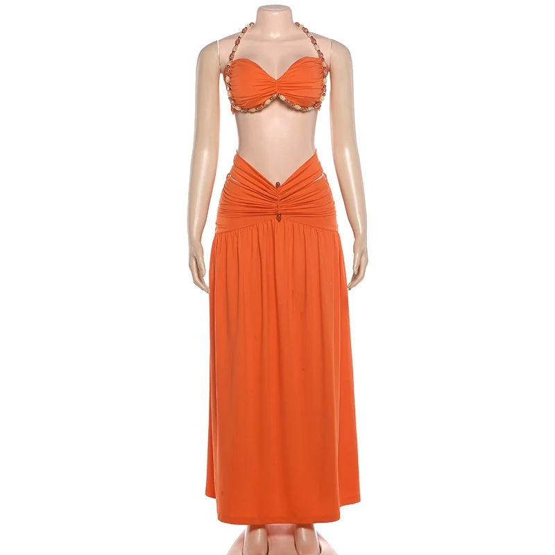 Alanna Shell Halter Cut‑Out Two Piece Sets