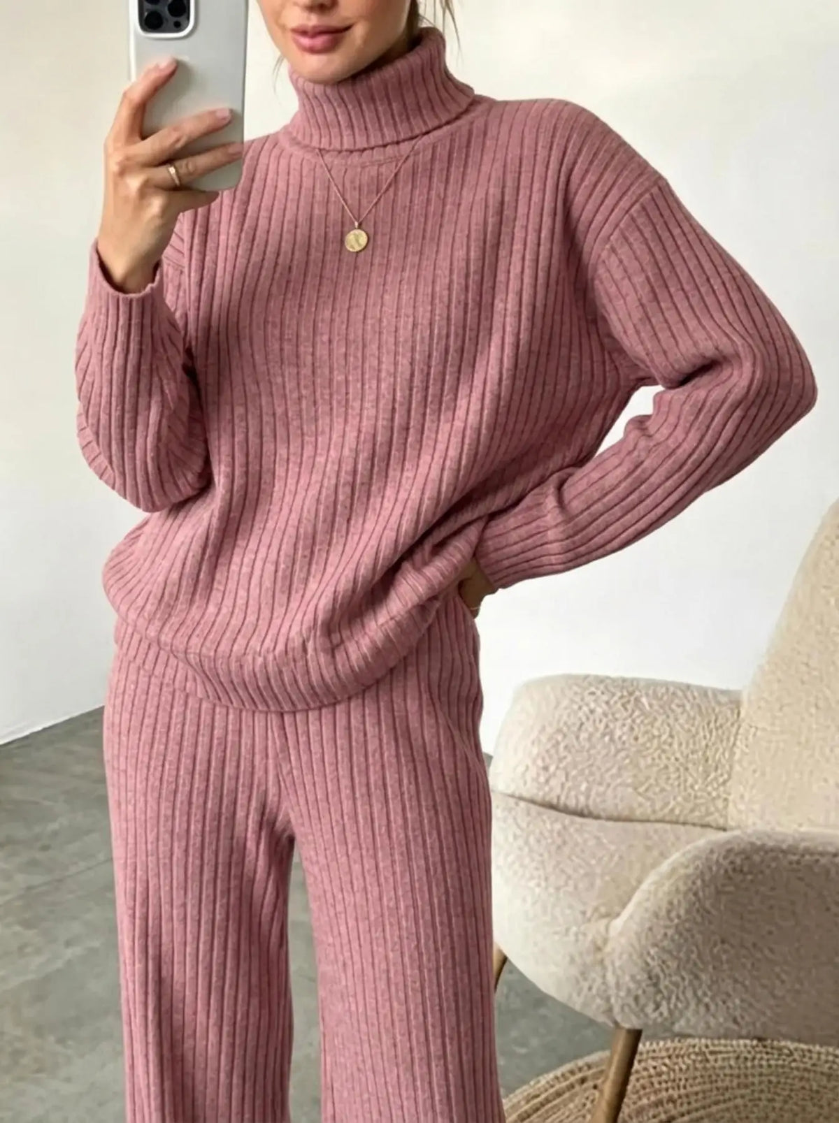 Yudy Outfit Ribbed Long Sleeve Two Piece Sets