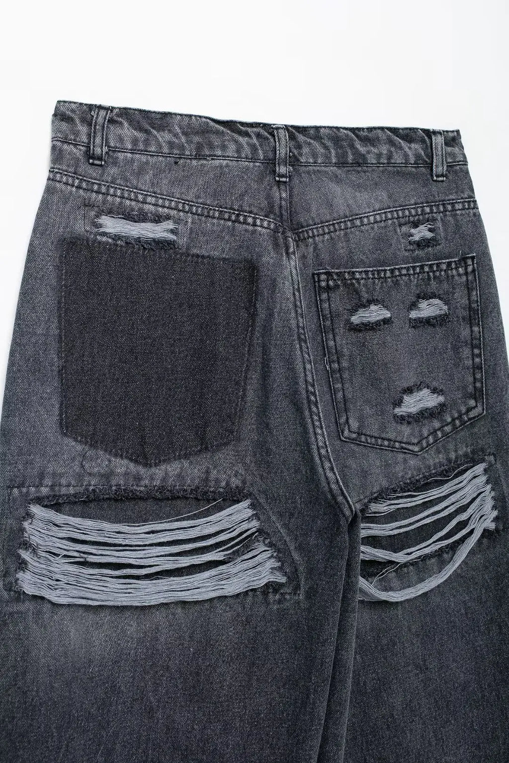 Jeans For Women 2024 Denim Solid Loose Zipper Fly Female Hole Trouser