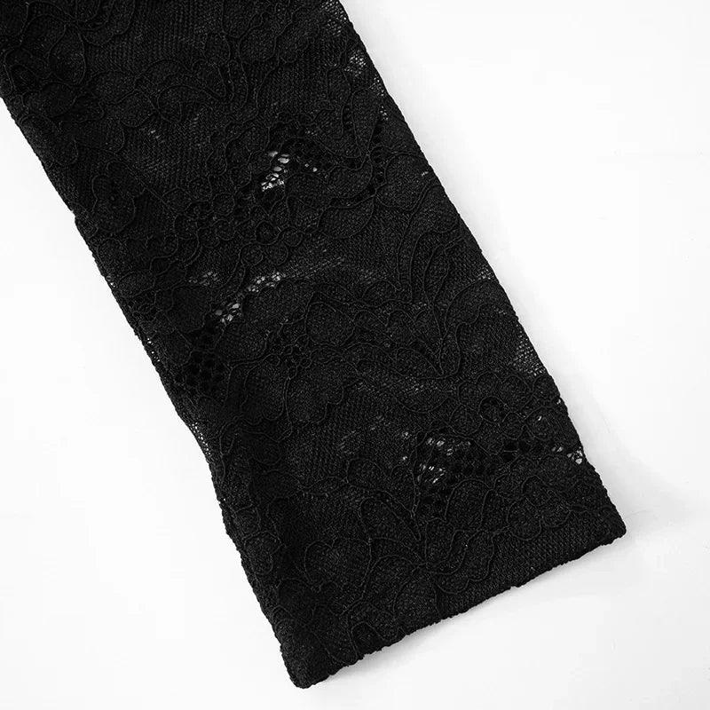Westport Lace Sexy See Through Off-shoulder High Waist Club Party Jumpsuits