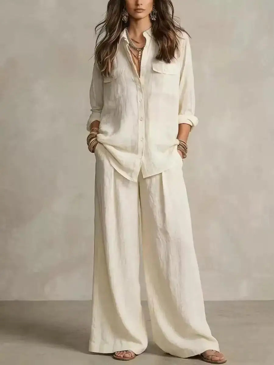 Ernestina Linen Co Ord Outfit Long Sleeve Two Piece Sets