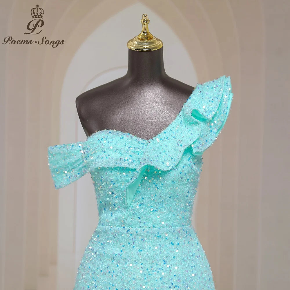 Georgia One Shoulder Evening Mermaid Sequins Party Maxi Dresses