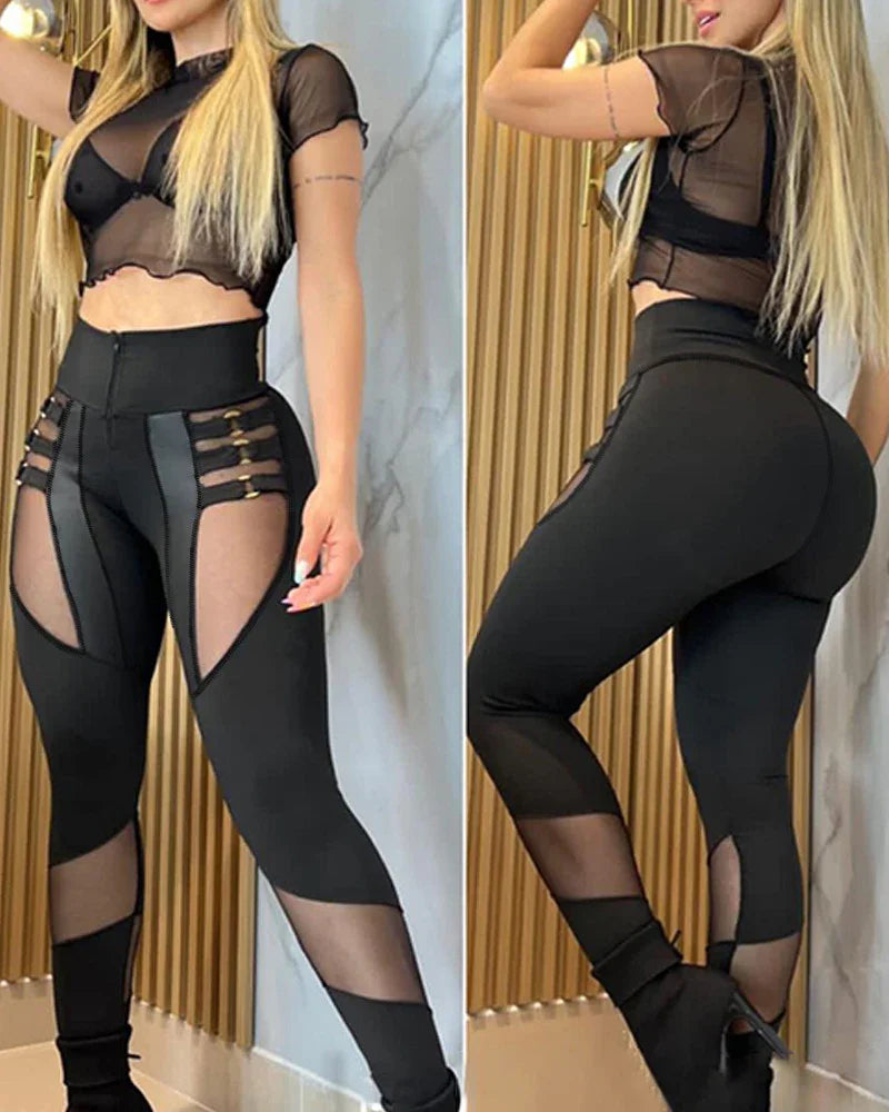 Jefferson Solid Tight High Waist Slim Fit Sheath Long Pants Hip Trousers