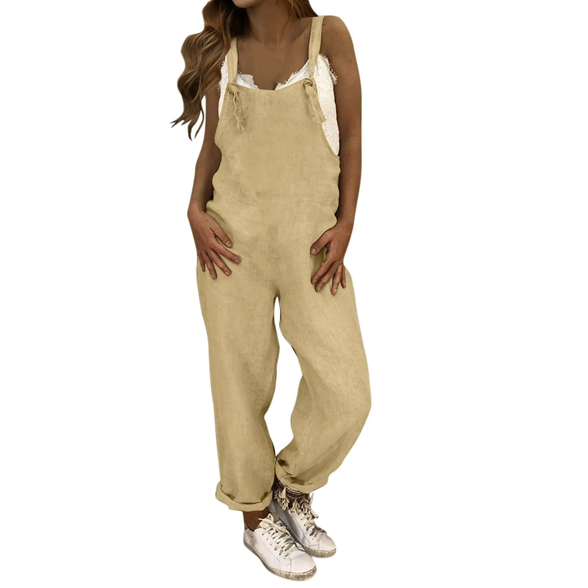 Women Plus Size Overalls Jumpsuits Casual Solid Loose Dungarees Retro Fashion