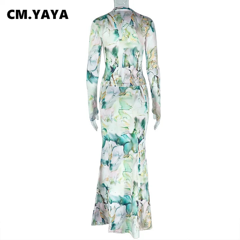 Long Sleeve Combo and Drawstring Ruched Maxi Long  Outfit Sets