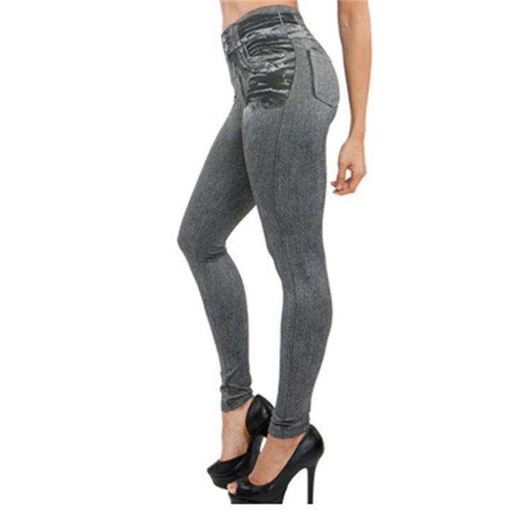 Acapulco Push Up Seamless High Waist Faux Denim Leggings