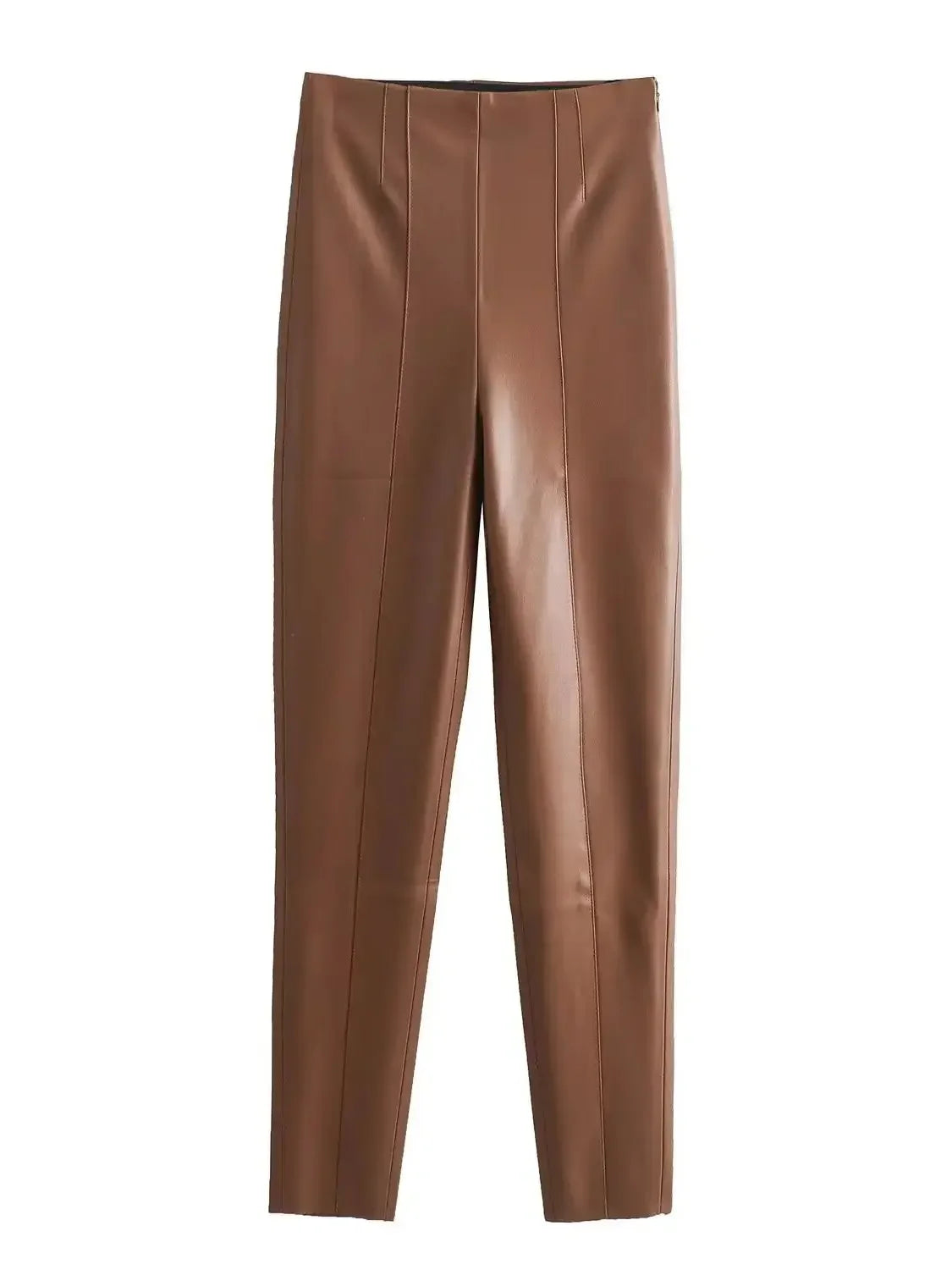 Panther Valley Retro High Waist Faux Leather Skinny Trousers