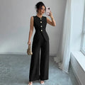 Mariana Casual Solid Color Round Neck Two-piece Set