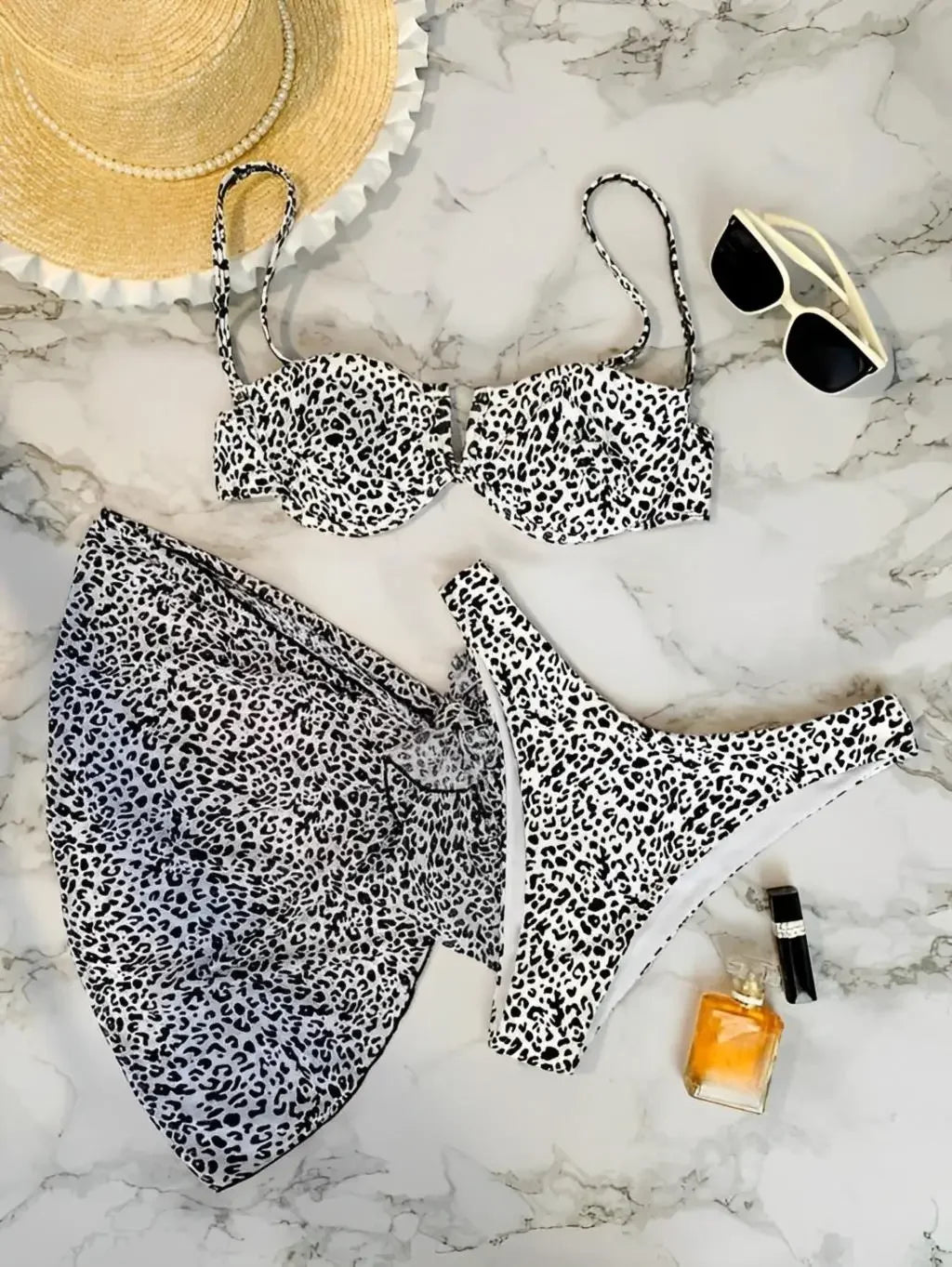 Atena Leopard Push Up V-Wire Sexy Swimwear Bathers Bathing Set