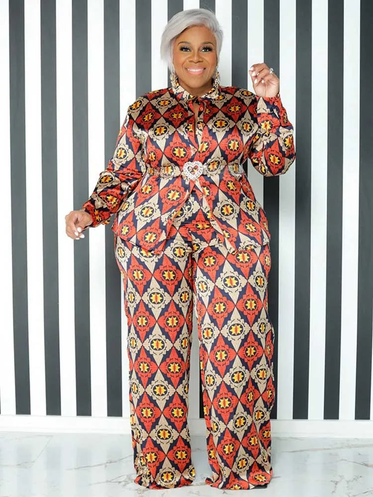 Masha Long Sleeve Outfit Plus Size Two Piece Sets