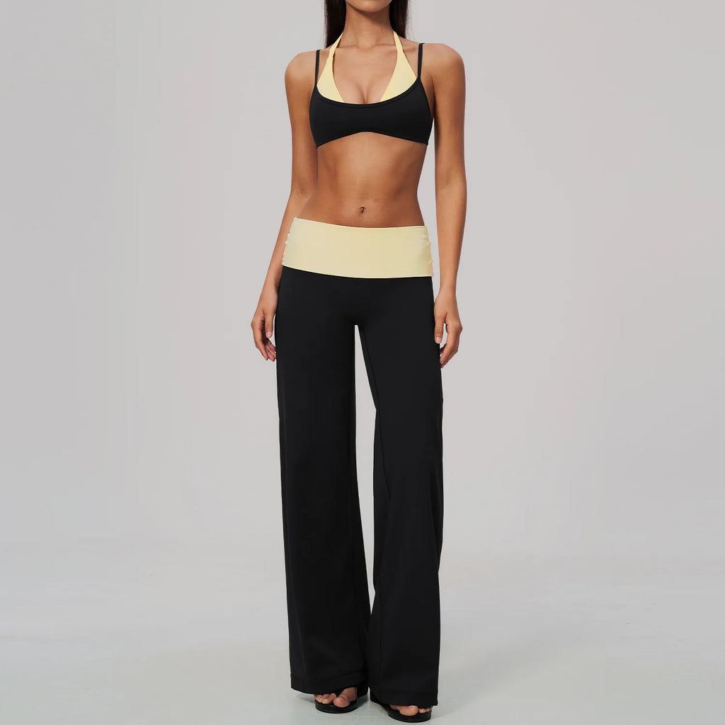 Camila Contrast Color Fitness Suit Tracksuit Two Piece Sets