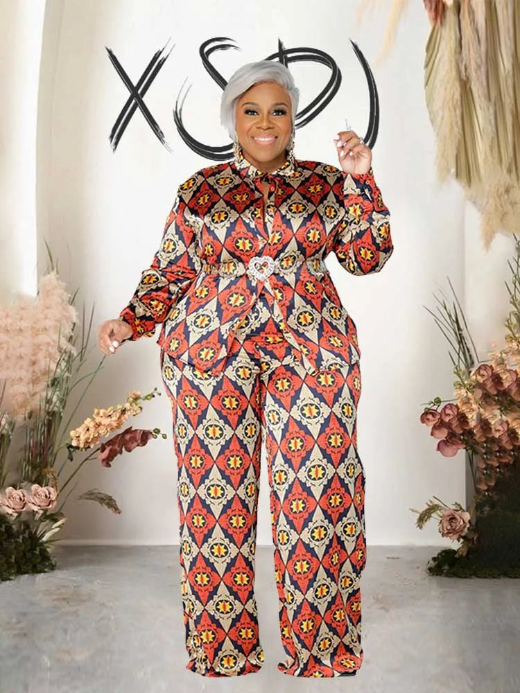 Masha Long Sleeve Outfit Plus Size Two Piece Sets