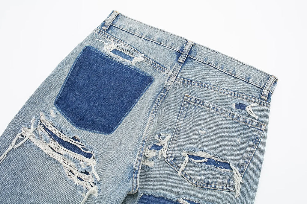 Jeans For Women 2024 Denim Solid Loose Zipper Fly Female Hole Trouser