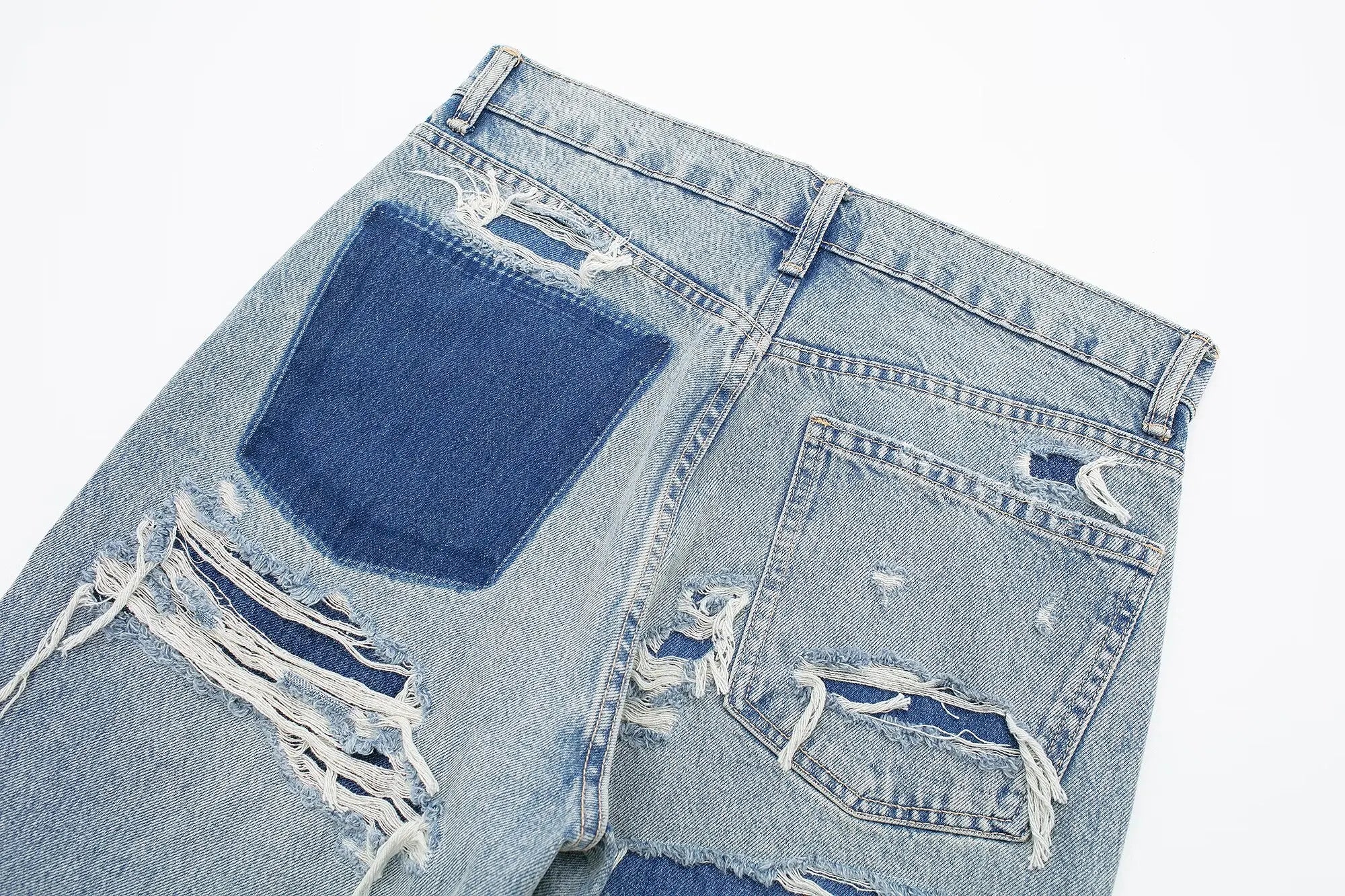Jeans For Women 2024 Denim Solid Loose Zipper Fly Female Hole Trouser